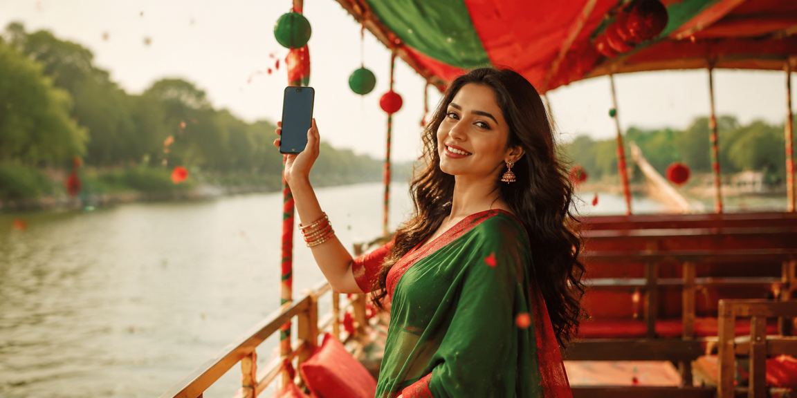 মোবাইলে kasyno গেমস খেলছেন বাংলাদেশের একজন ব্যবহারকারী — লাল-সবুজ ব্যাকগ্রাউন্ড